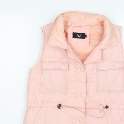 AX Paris Women Pink Size S Puffer Waistcoat Padded Snap Gilet