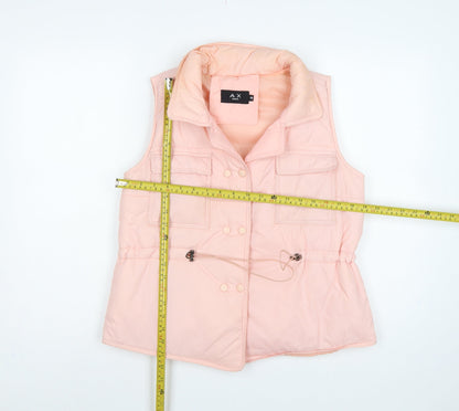 AX Paris Women Pink Size S Puffer Waistcoat Padded Snap Gilet