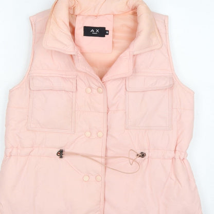 AX Paris Women Pink Size S Puffer Waistcoat Padded Snap Gilet