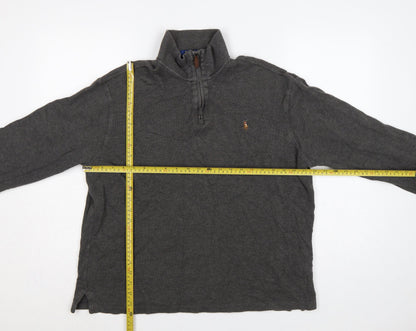 Polo Ralph Lauren Men's Grey L Quarter Zip Estate Rib Cotton Sweatshirt