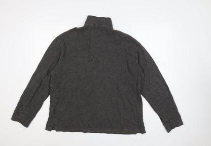 Polo Ralph Lauren Men's Grey L Quarter Zip Estate Rib Cotton Sweatshirt