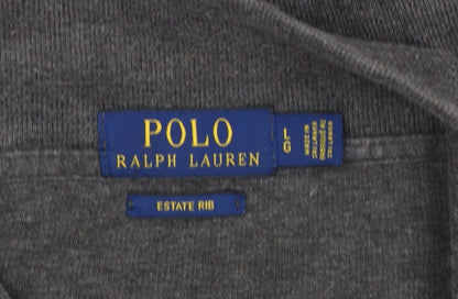 Polo Ralph Lauren Men's Grey L Quarter Zip Estate Rib Cotton Sweatshirt