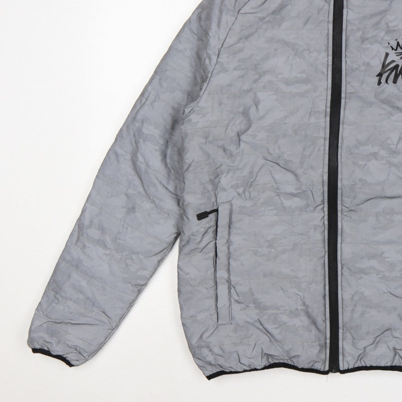 Kings Will Dream Men Grey Camo Hooded Puffer Jacket Size M