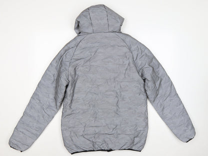 Kings Will Dream Men Grey Camo Hooded Puffer Jacket Size M