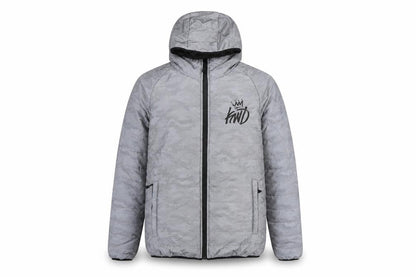 Kings Will Dream Men Grey Camo Hooded Puffer Jacket Size M