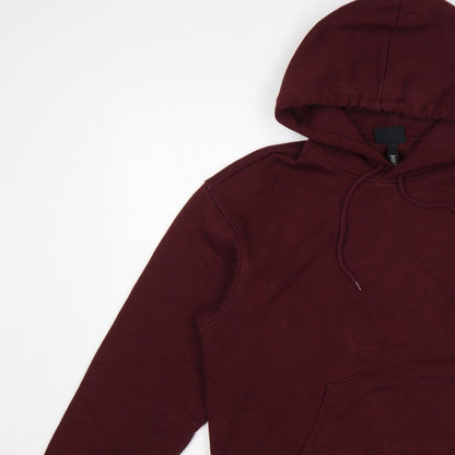 H&M Men Red M Relaxed Fit Pullover Hoodie Kangaroo Pocket