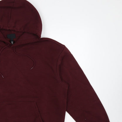 H&M Men Red M Relaxed Fit Pullover Hoodie Kangaroo Pocket