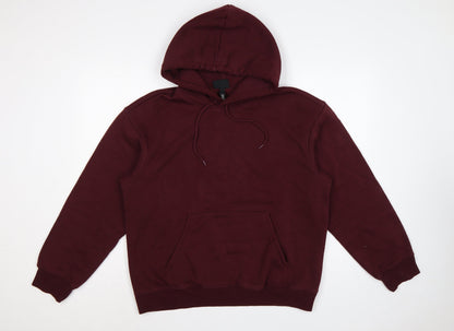 H&M Men Red M Relaxed Fit Pullover Hoodie Kangaroo Pocket