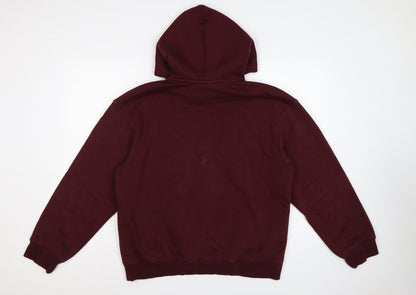 H&M Men Red M Relaxed Fit Pullover Hoodie Kangaroo Pocket