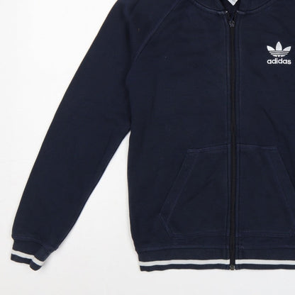 Adidas Women’s Blue UK 10 Full Zip Hooded Logo Fleece Hoodie