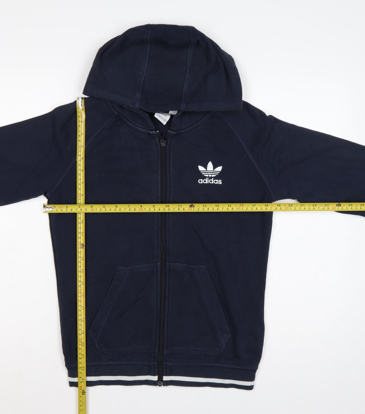Adidas Women’s Blue UK 10 Full Zip Hooded Logo Fleece Hoodie