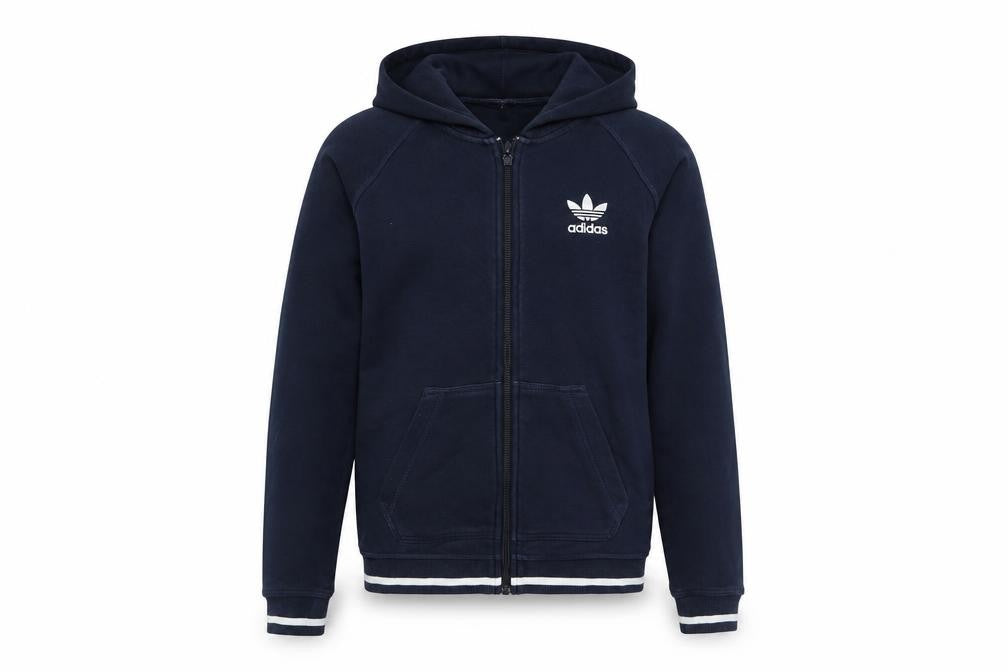 Adidas Women’s Blue UK 10 Full Zip Hooded Logo Fleece Hoodie
