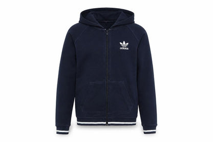 Adidas Women’s Blue UK 10 Full Zip Hooded Logo Fleece Hoodie