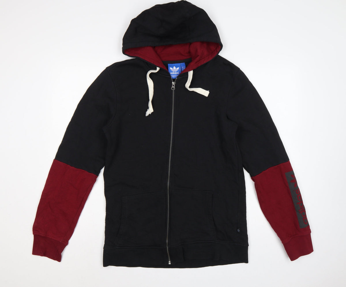 adidas Men’s Black Red S Full Zip Logo Hoodie