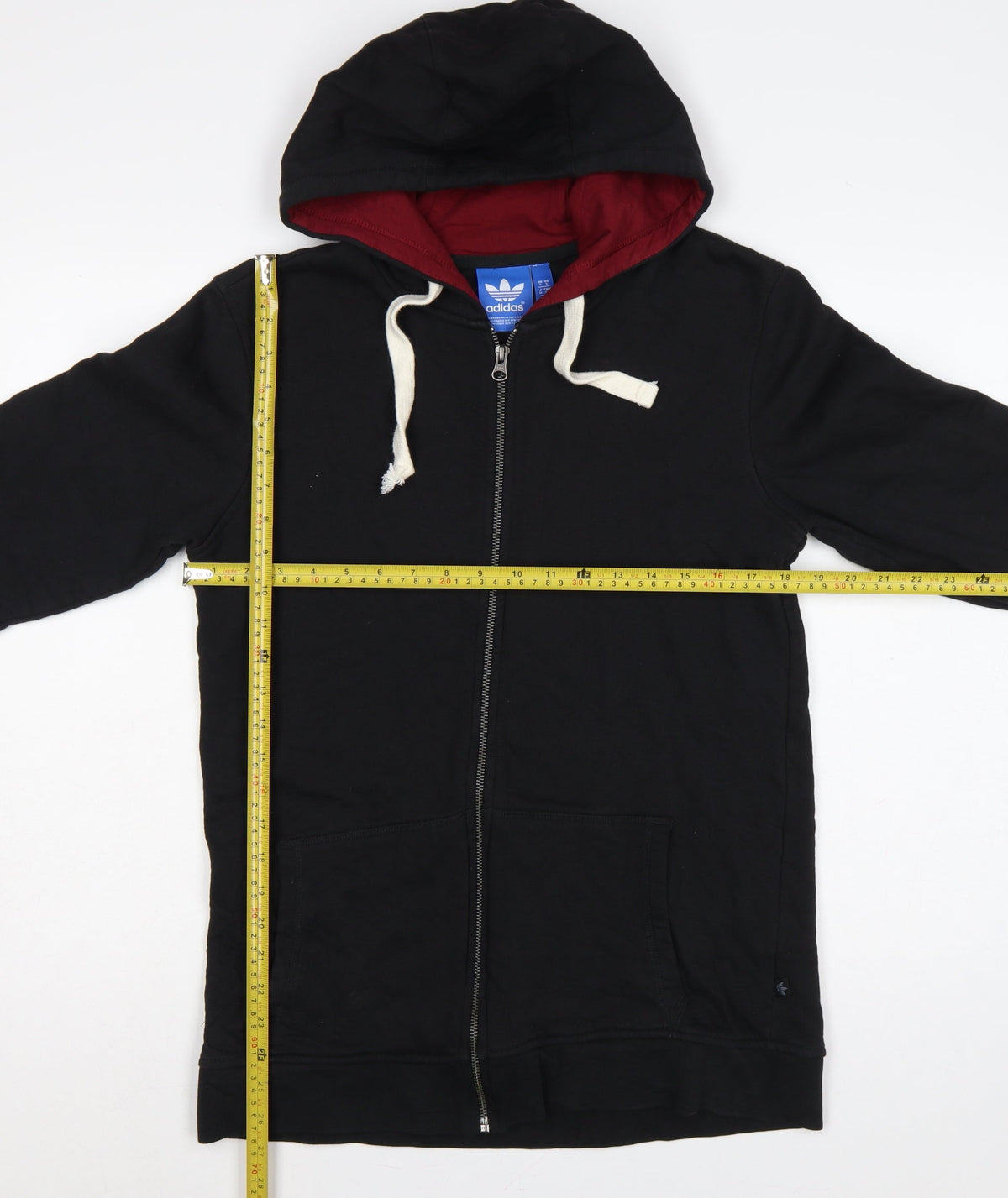 adidas Men’s Black Red S Full Zip Logo Hoodie