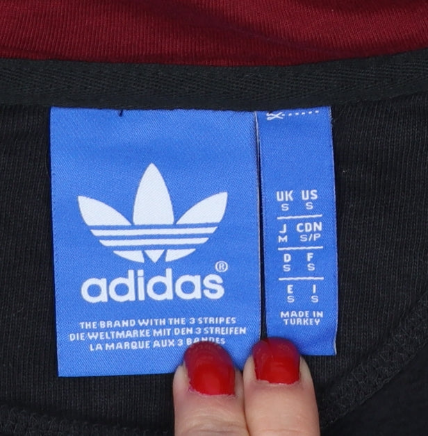 adidas Men’s Black Red S Full Zip Logo Hoodie