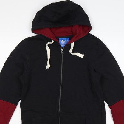 adidas Men’s Black Red S Full Zip Logo Hoodie