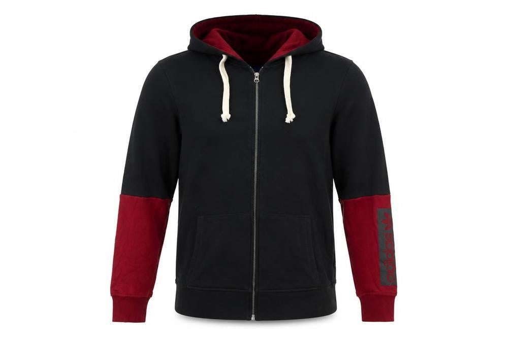 adidas Men’s Black Red S Full Zip Logo Hoodie