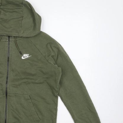 Nike Men Green M Full Zip Hooded Fleece Sweatshirt Logo