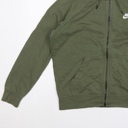 Nike Men Green M Full Zip Hooded Fleece Sweatshirt Logo