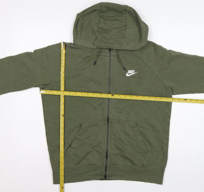 Nike Men Green M Full Zip Hooded Fleece Sweatshirt Logo