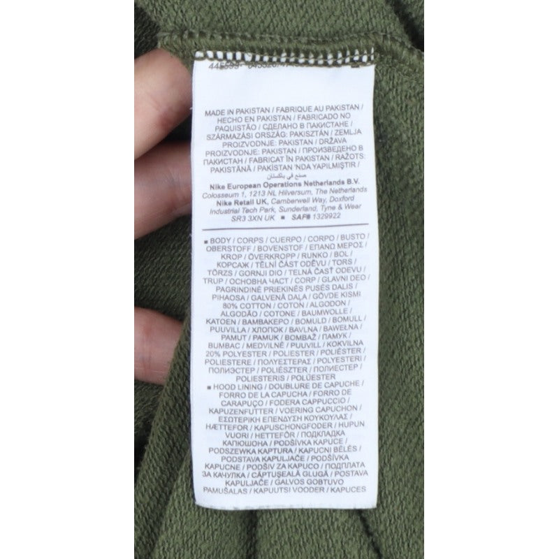 Nike Men Green M Full Zip Hooded Fleece Sweatshirt Logo