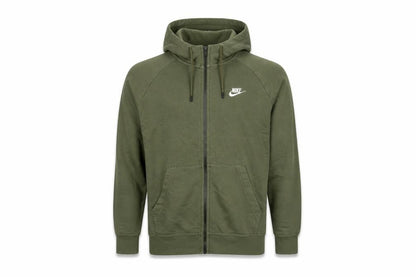 Nike Men Green M Full Zip Hooded Fleece Sweatshirt Logo