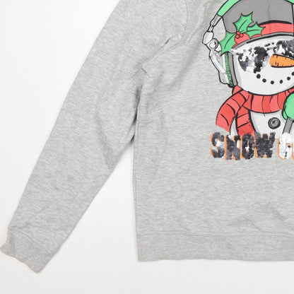 Next Girls Grey 16 Years Pullover Sweatshirt Christmas Snowman Sequin