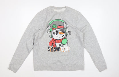 Next Girls Grey 16 Years Pullover Sweatshirt Christmas Snowman Sequin