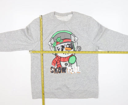 Next Girls Grey 16 Years Pullover Sweatshirt Christmas Snowman Sequin