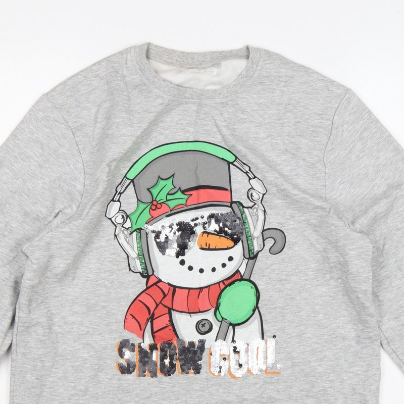 Next Girls Grey 16 Years Pullover Sweatshirt Christmas Snowman Sequin
