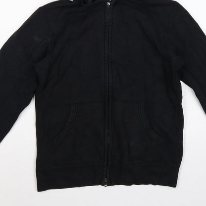 Uniqlo Men Black M Full Zip Cotton Hoodie Hooded Pockets