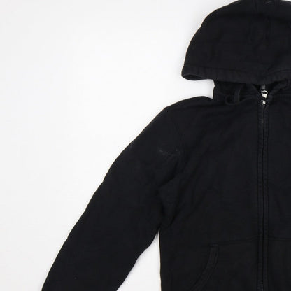 Uniqlo Men Black M Full Zip Cotton Hoodie Hooded Pockets