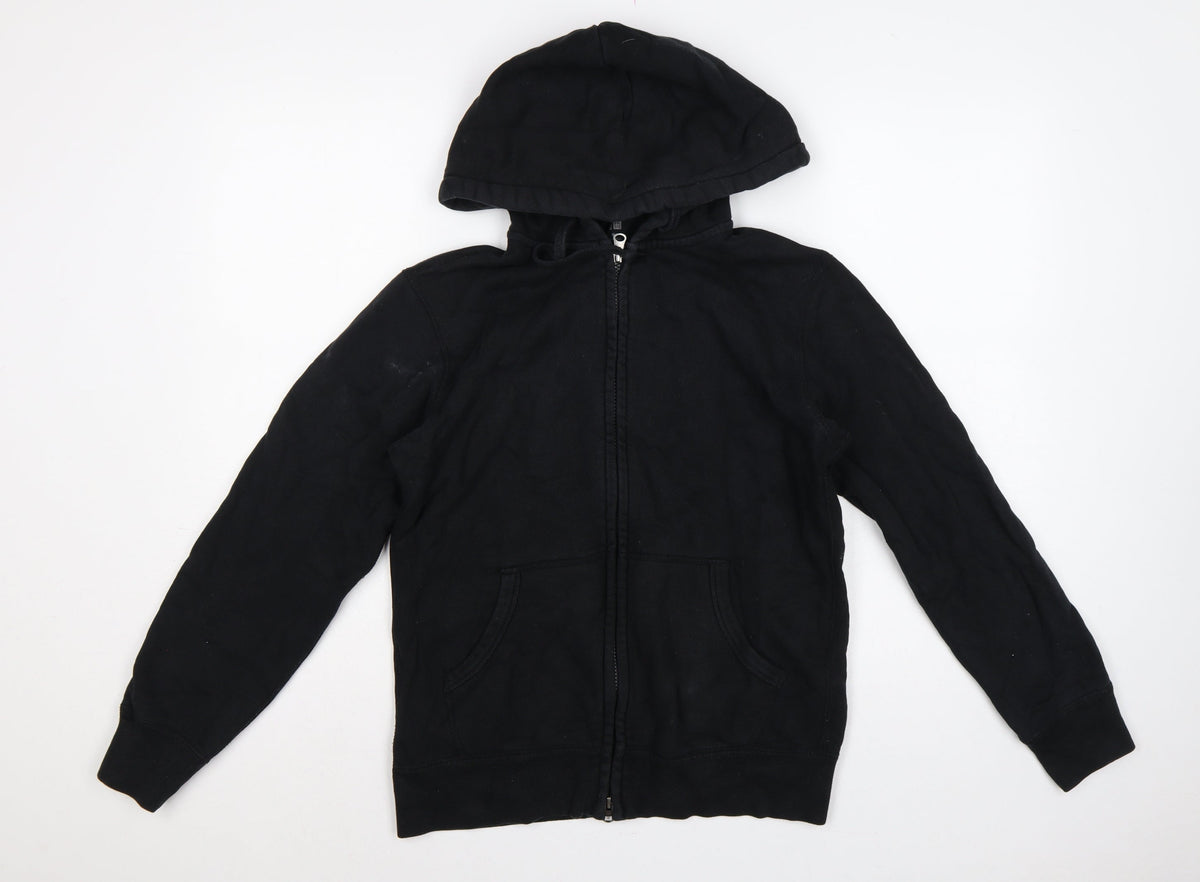 Uniqlo Men Black M Full Zip Cotton Hoodie Hooded Pockets