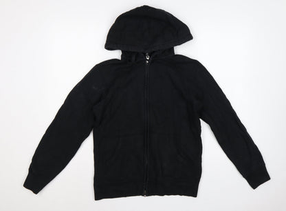 Uniqlo Men Black M Full Zip Cotton Hoodie Hooded Pockets