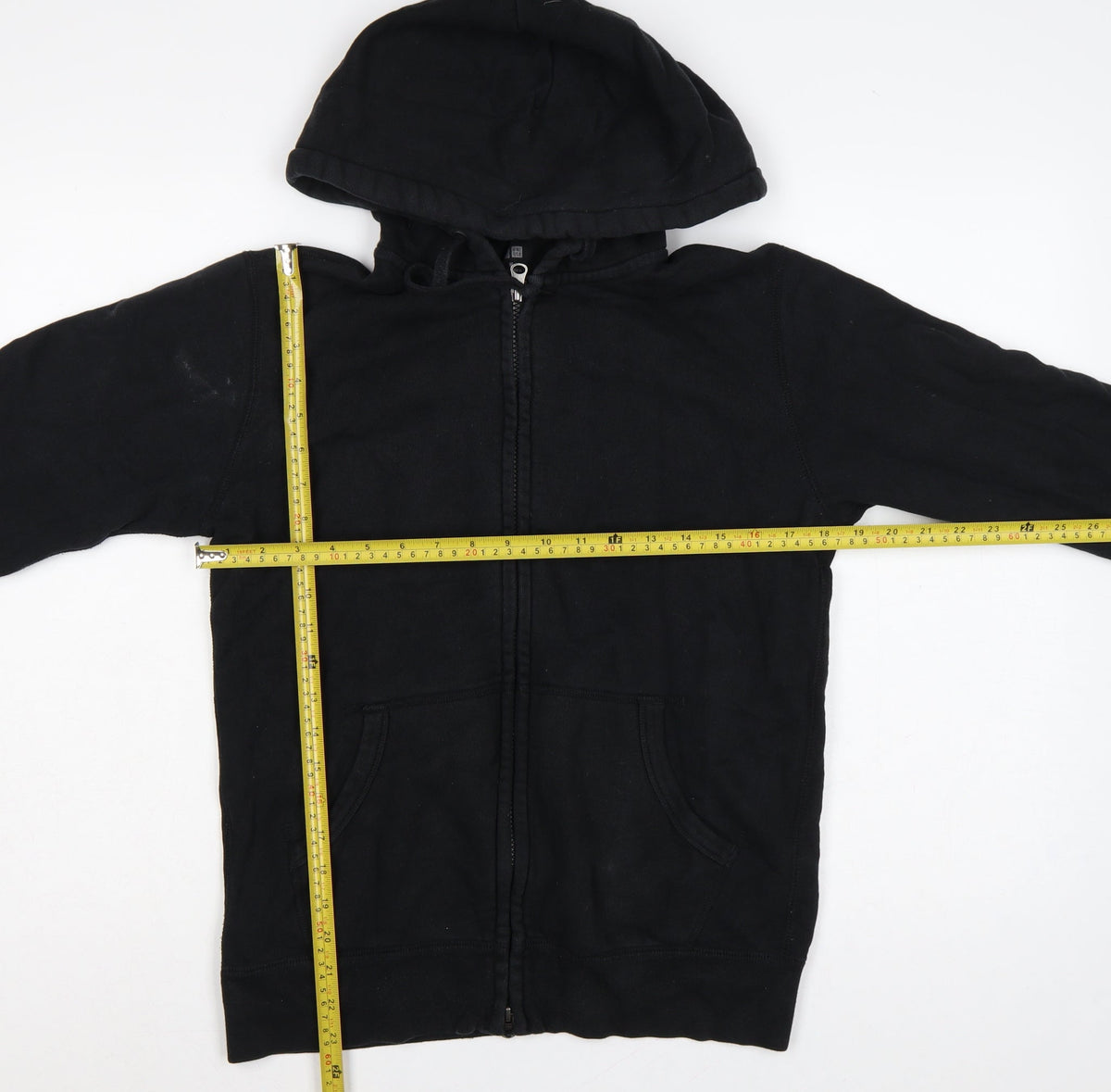 Uniqlo Men Black M Full Zip Cotton Hoodie Hooded Pockets