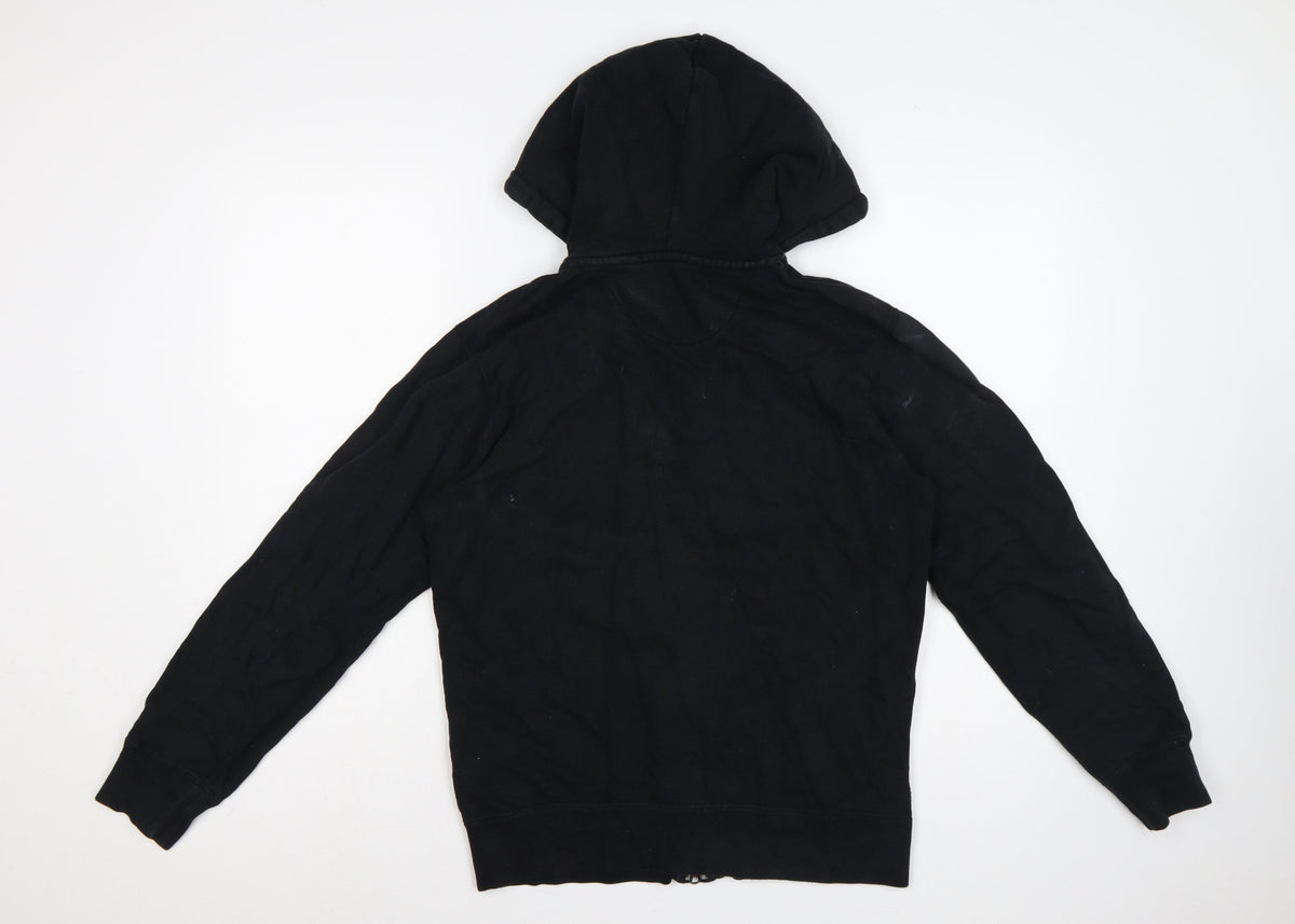 Uniqlo Men Black M Full Zip Cotton Hoodie Hooded Pockets