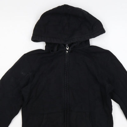 Uniqlo Men Black M Full Zip Cotton Hoodie Hooded Pockets