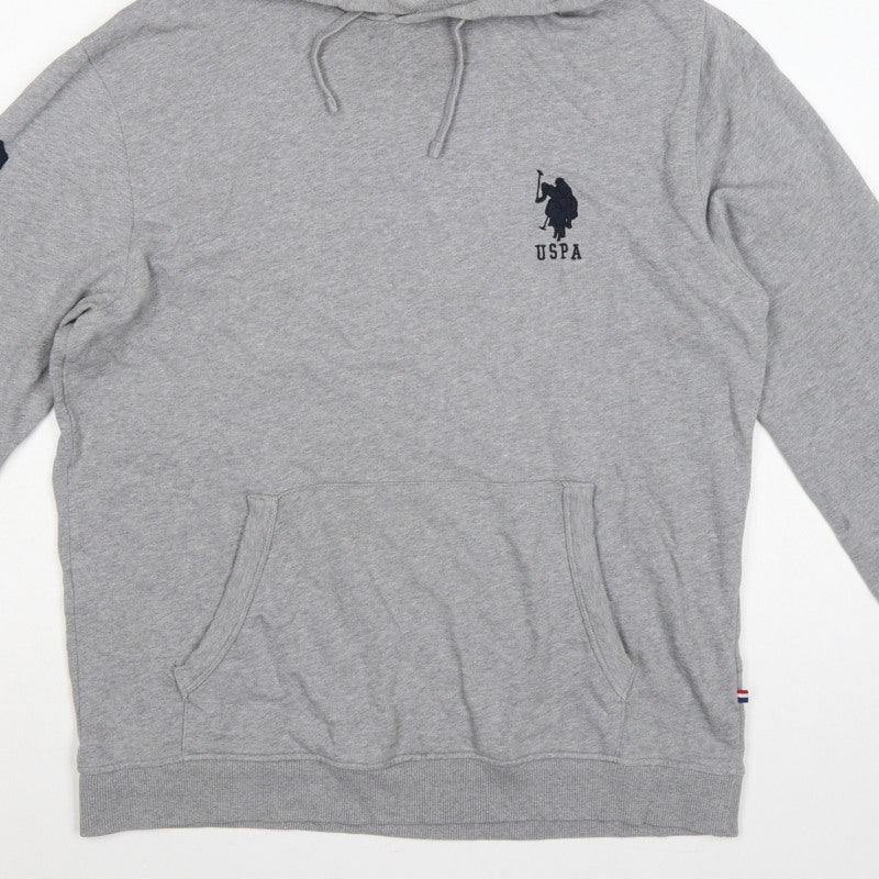 U.S. Polo Assn. Men’s Grey L Pullover Hoodie Embroidered Logo