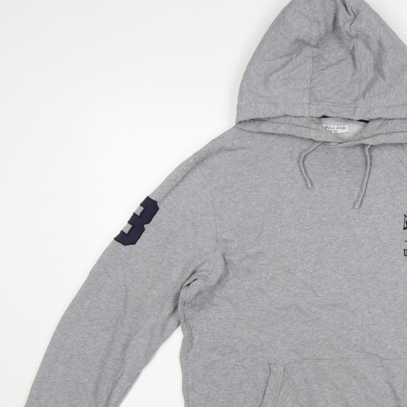 U.S. Polo Assn. Men’s Grey L Pullover Hoodie Embroidered Logo