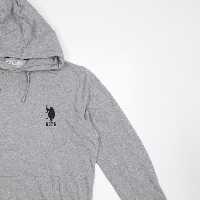 U.S. Polo Assn. Men’s Grey L Pullover Hoodie Embroidered Logo