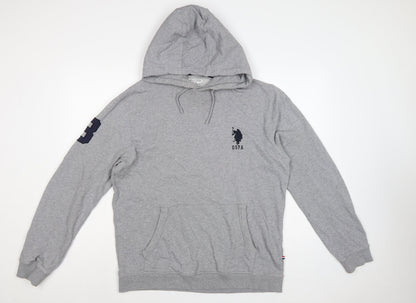 U.S. Polo Assn. Men’s Grey L Pullover Hoodie Embroidered Logo