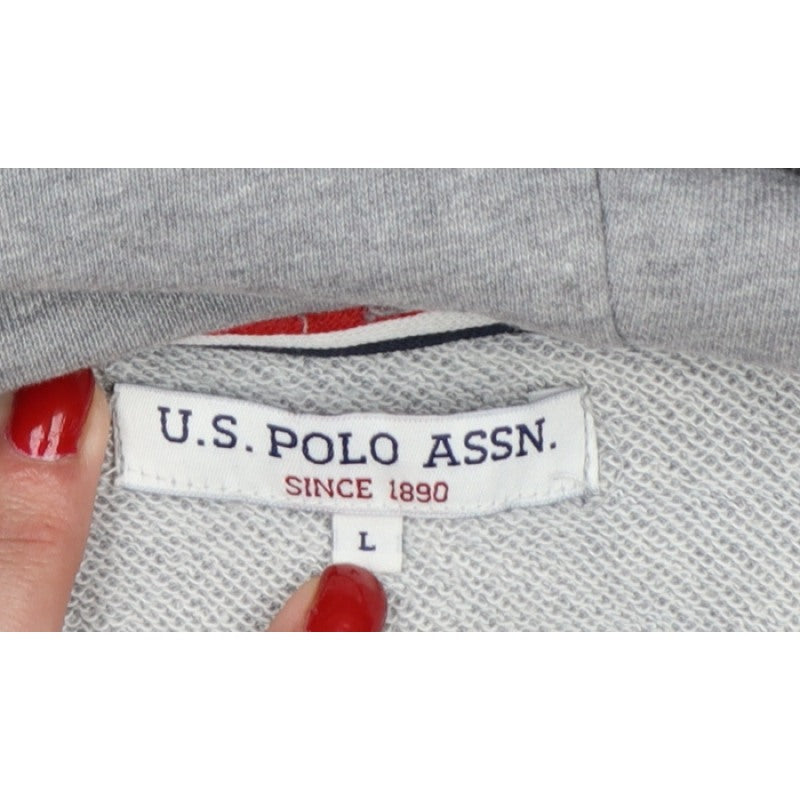 U.S. Polo Assn. Men’s Grey L Pullover Hoodie Embroidered Logo