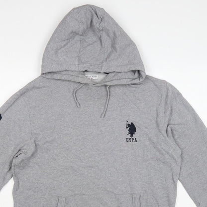 U.S. Polo Assn. Men’s Grey L Pullover Hoodie Embroidered Logo