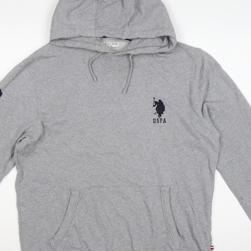 U.S. Polo Assn. Men’s Grey L Pullover Hoodie Embroidered Logo