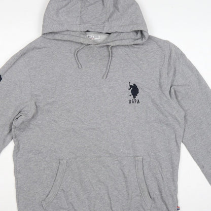 U.S. Polo Assn. Men’s Grey L Pullover Hoodie Embroidered Logo