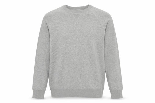 Front view of Superdry Studios Men's Grey S Crew Neck Pullover Sweatshirt