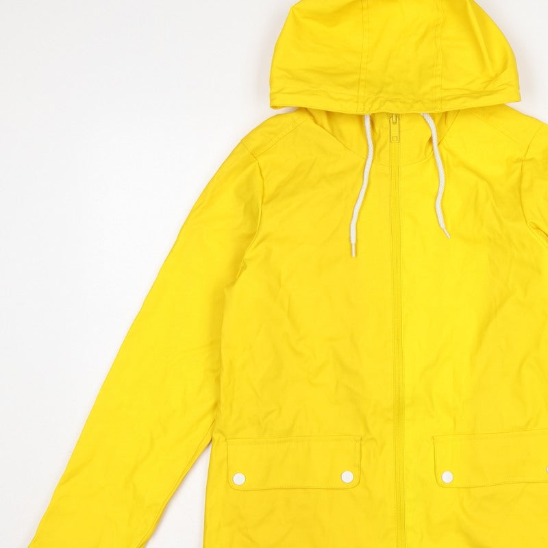 Boohoo Women Yellow Hooded Fishtail Rain Jacket UK 8 Zip