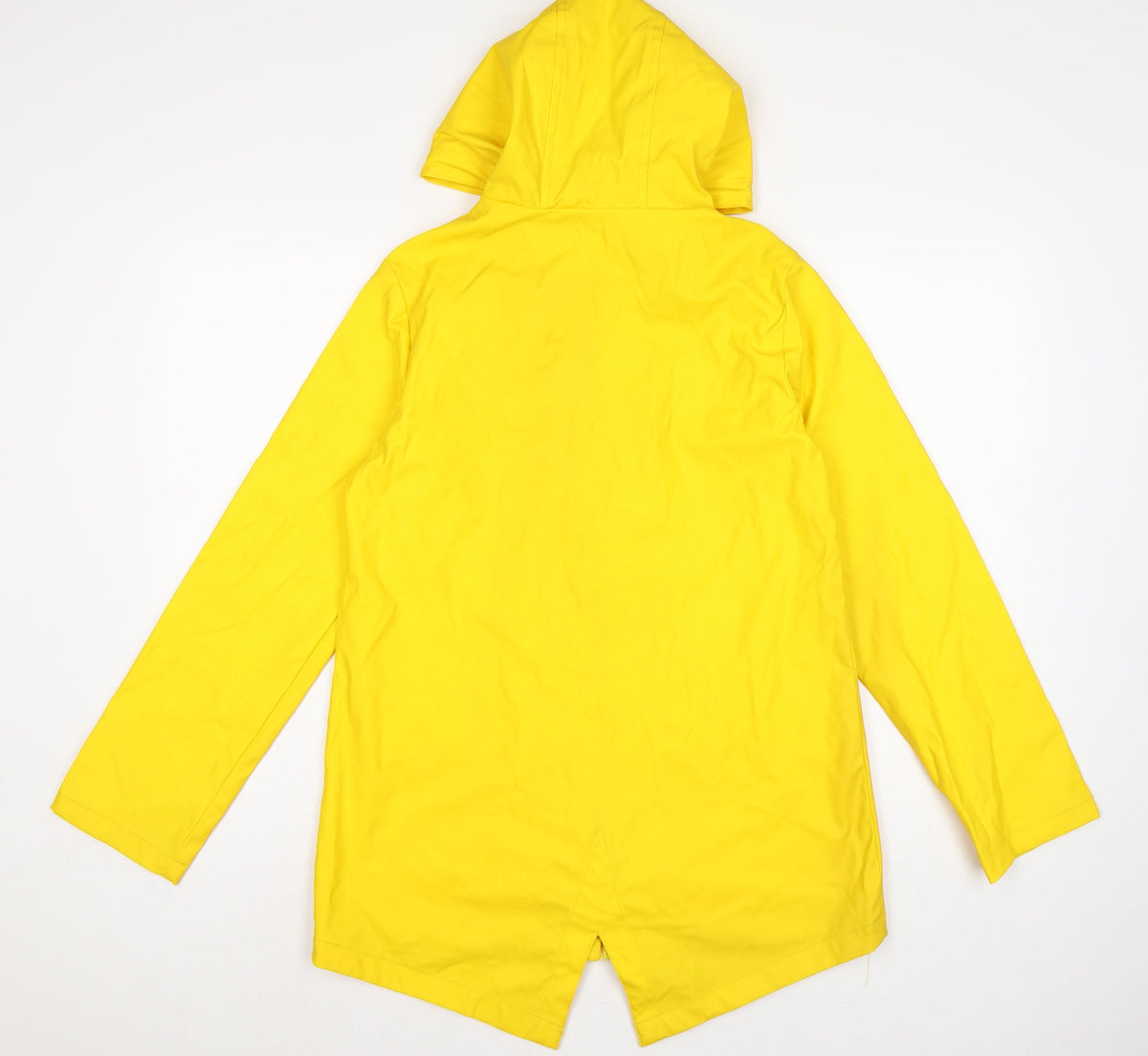 Boohoo Women Yellow Hooded Fishtail Rain Jacket UK 8 Zip