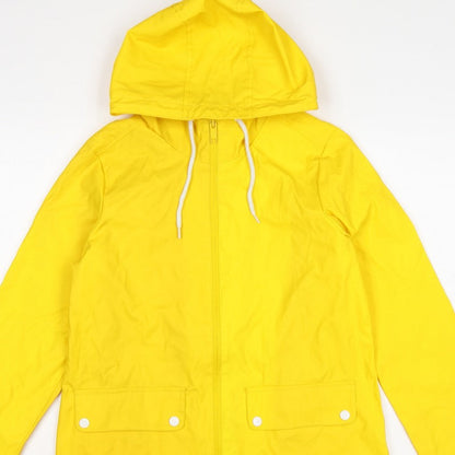Boohoo Women Yellow Hooded Fishtail Rain Jacket UK 8 Zip
